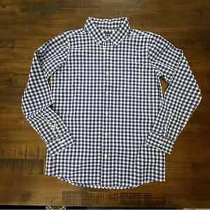 Lands End Boys Shirt  L (14-16) Royal Blue Check 100% Cotton Easy Care‎